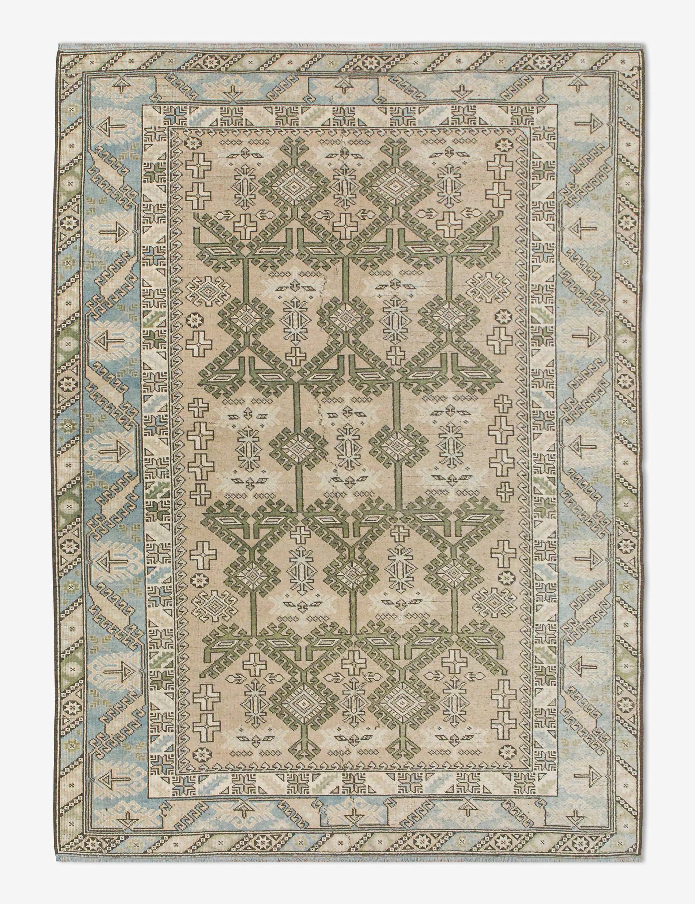 Vintage Turkish Hand-Knotted Wool Rug No. 439, 6'4" x 9'1"modern color block patchwork rug