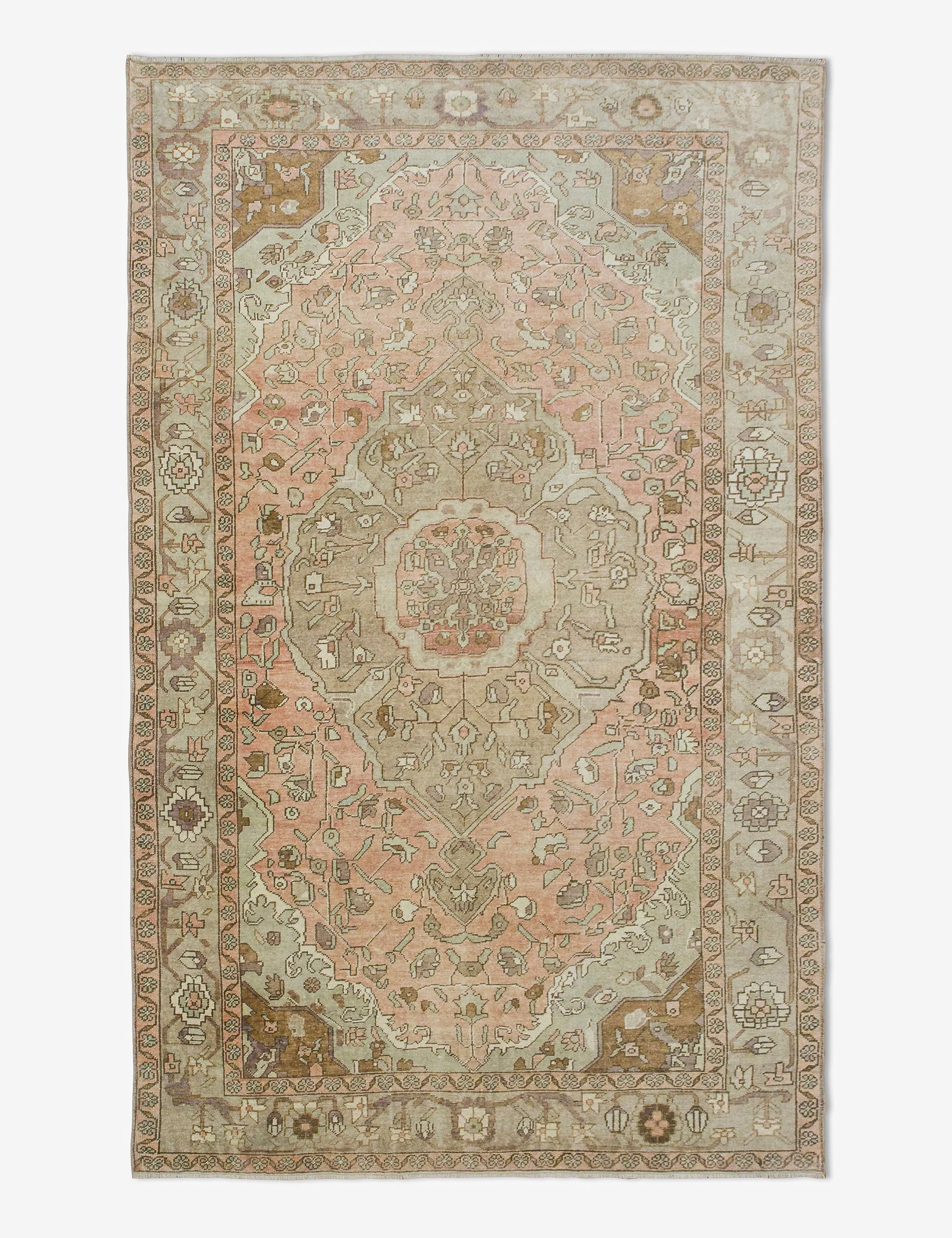 Vintage Turkish Hand-Knotted Wool Rug No. 441, 5'12" x 10'4"modern color block patchwork rug