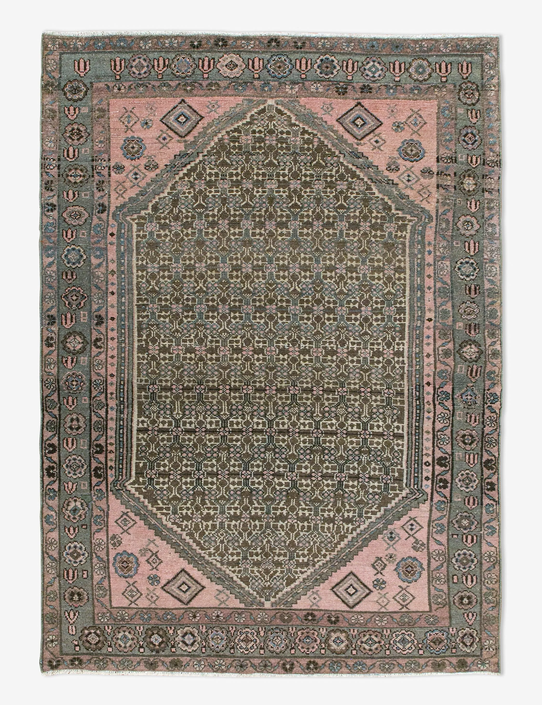 Vintage Turkish Hand-Knotted Wool Rug No. 450, 4'1" x 6'5"modern color block patchwork rug