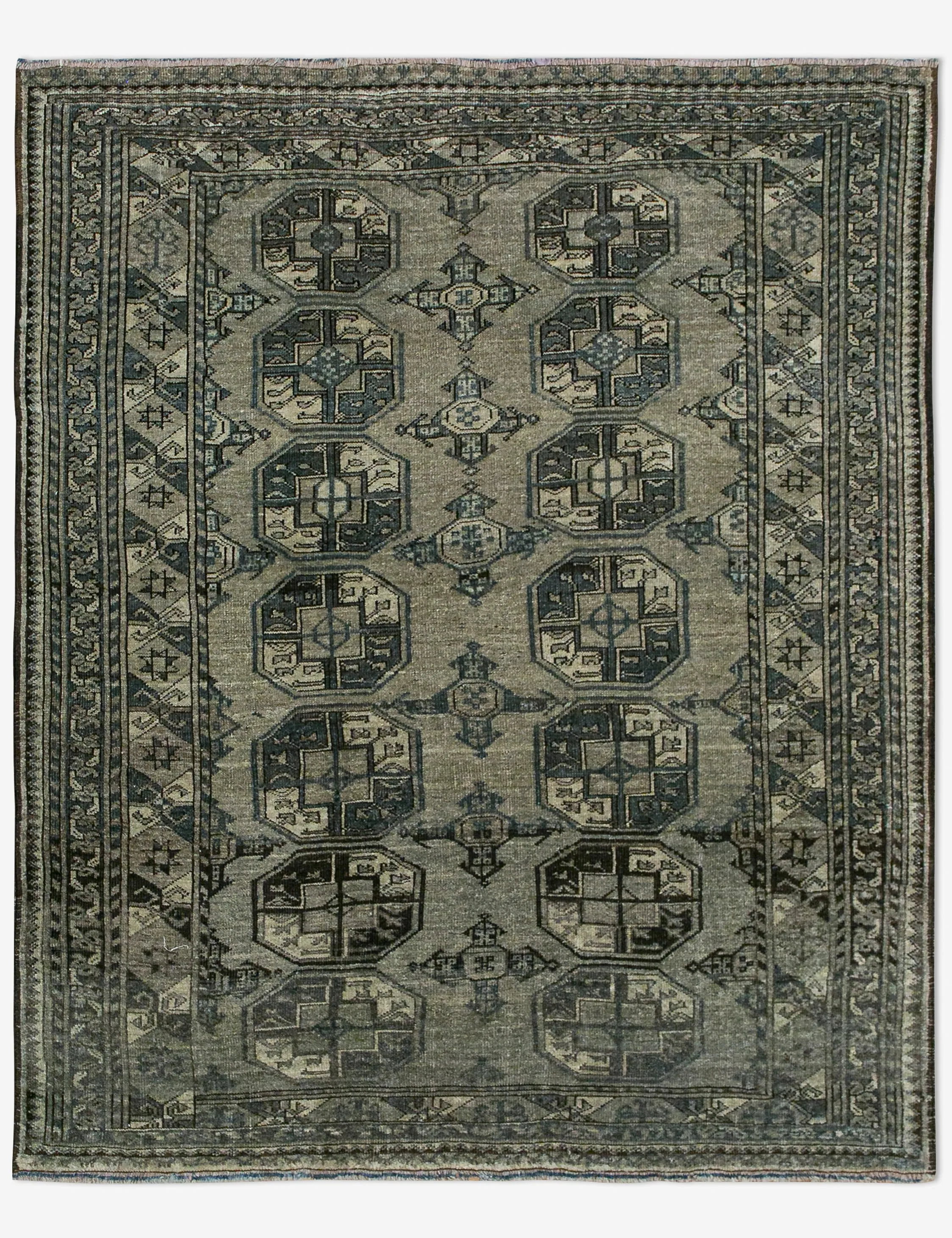 Vintage Turkish Hand-Knotted Wool Rug No. 460, 4'6" x 5'2"modern color block patchwork rug