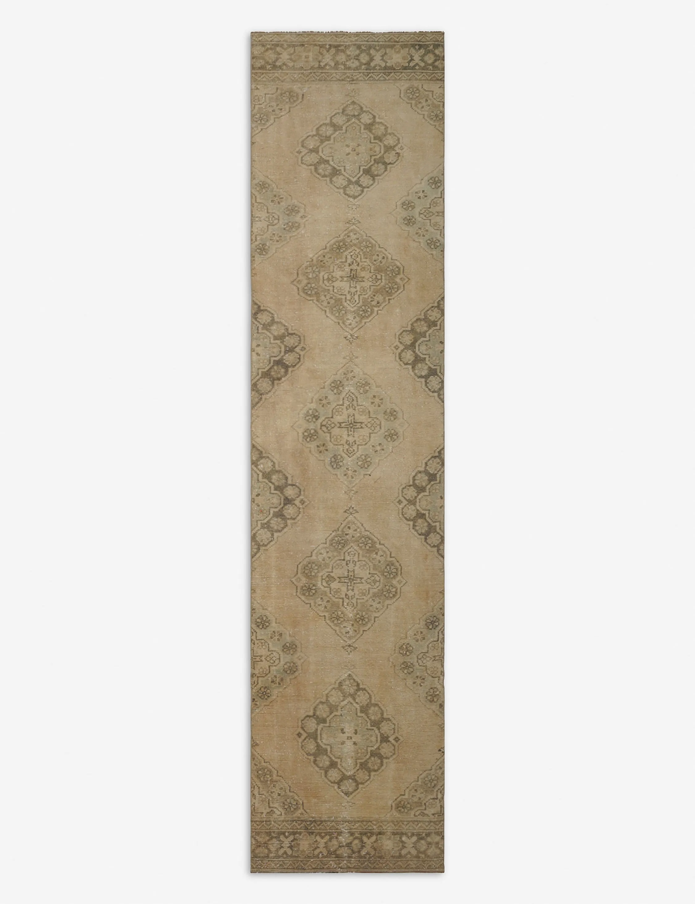 Vintage Turkish Hand-Knotted Wool Runner Rug No. 217, 2'5" x 8'10"modern color block patchwork rug