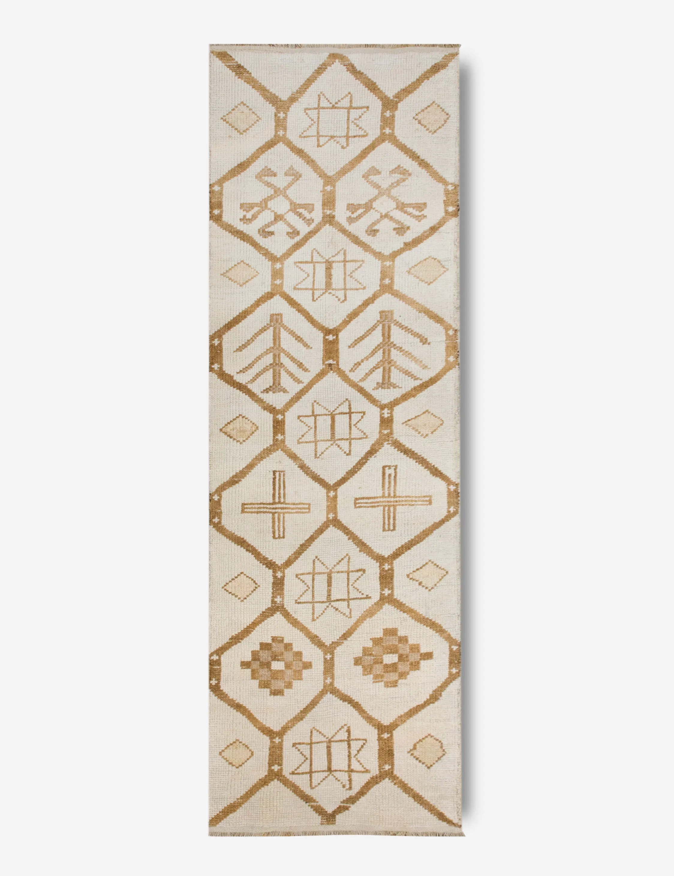 Vintage Turkish Hand-Knotted Wool Runner Rug No. 232, 3'5" x 10'9"modern color block patchwork rug