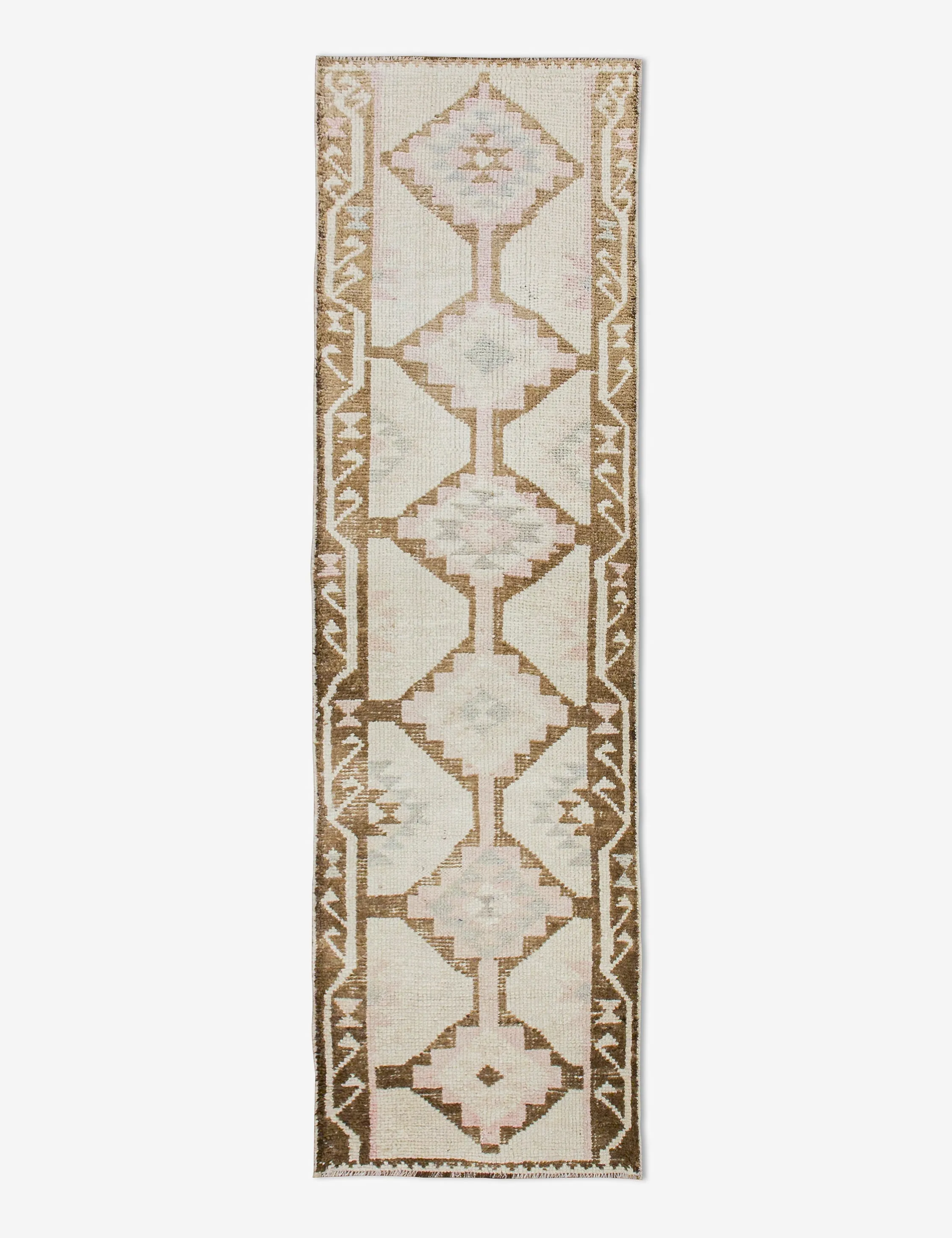 Vintage Turkish Hand-Knotted Wool Runner Rug No. 244, 2'12" x 10'12"modern color block patchwork rug