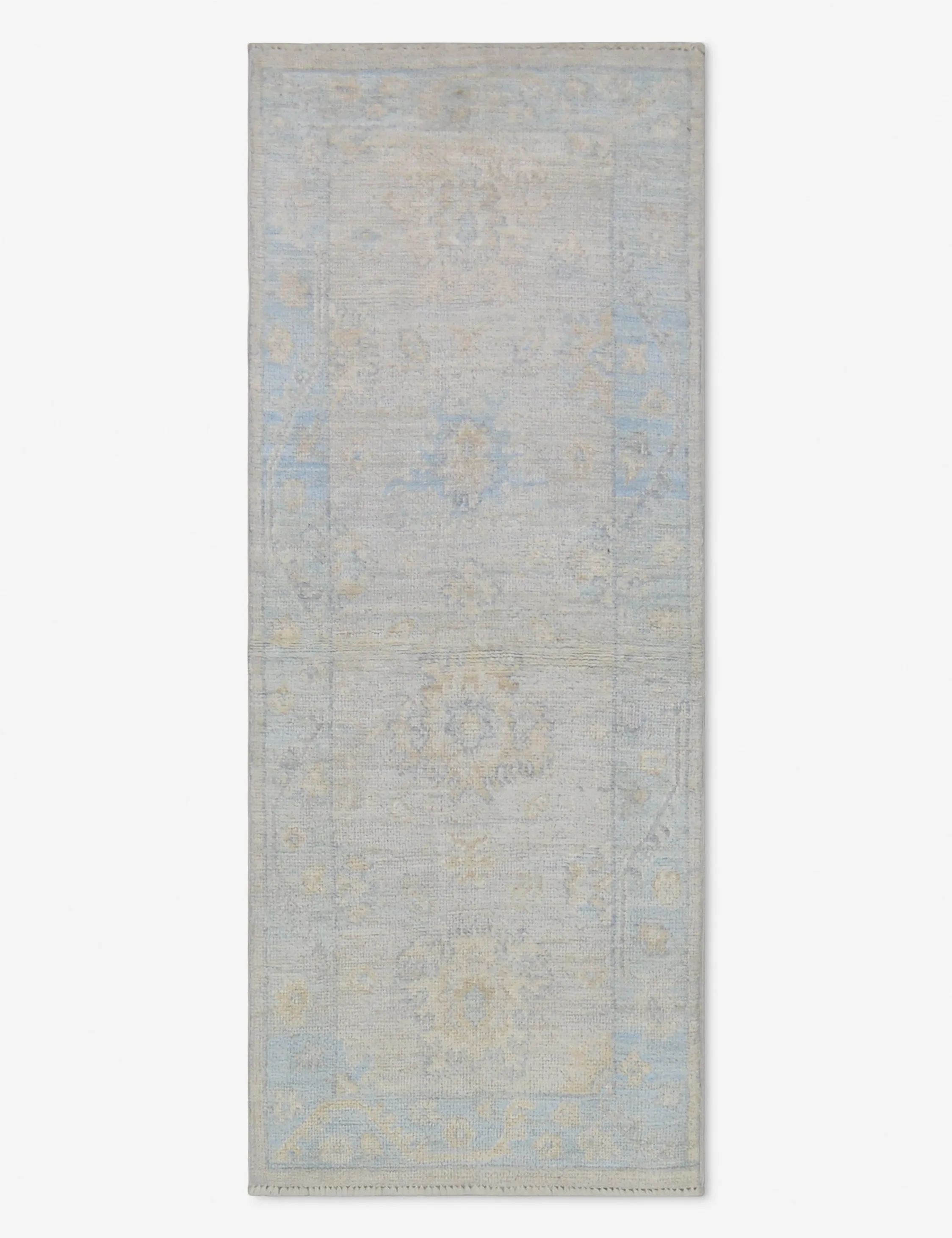 Vintage Turkish Hand-Knotted Wool Runner Rug No. 247, 2'5" x 6"modern color block patchwork rug