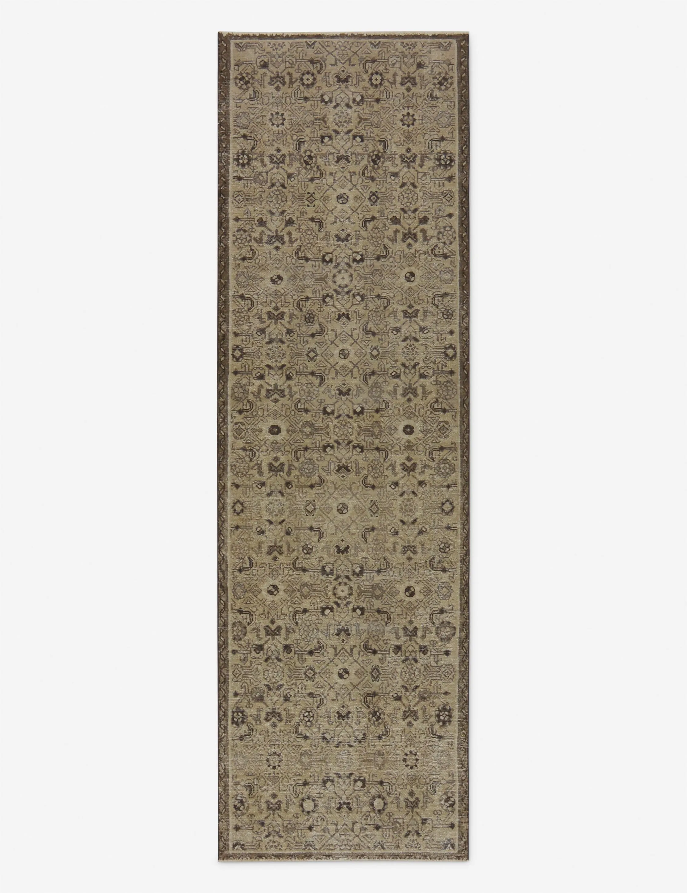 Vintage Turkish Hand-Knotted Wool Runner Rug No. 266, 2'8" x 8'8"modern color block patchwork rug