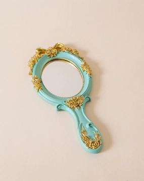 Vintage Aqua Floral Hand Mirror - Greenhome decor ,wall decor 