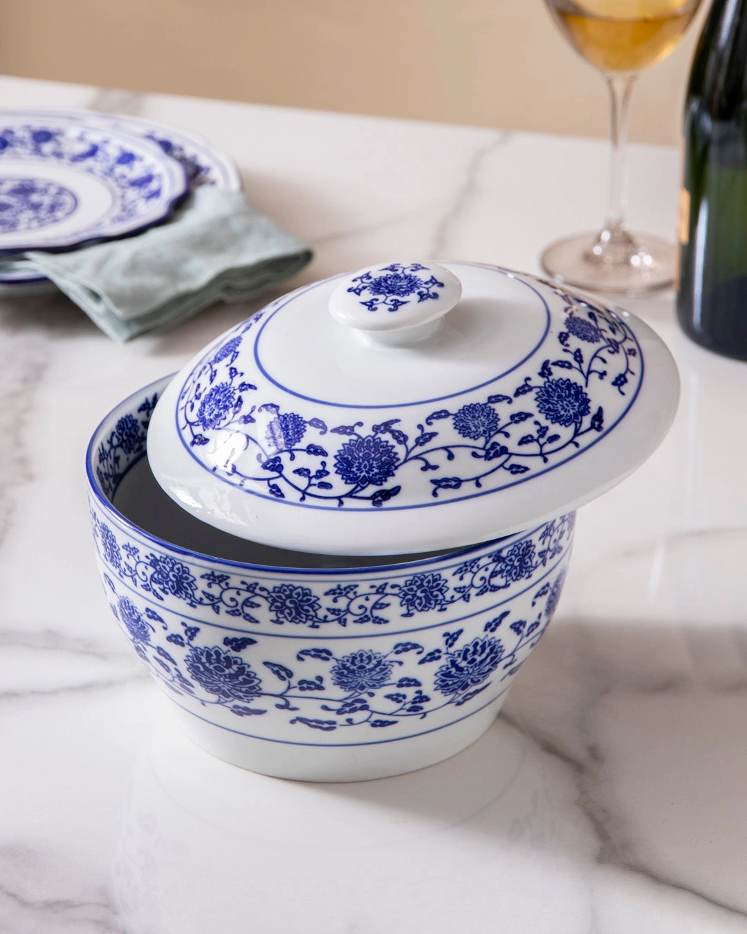 Vintage Blue & White Casserole With Lid