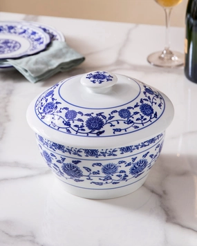 Vintage Blue & White Casserole With Lidmodern kitchen decor ,kitchen dinner set ,dinnerware 