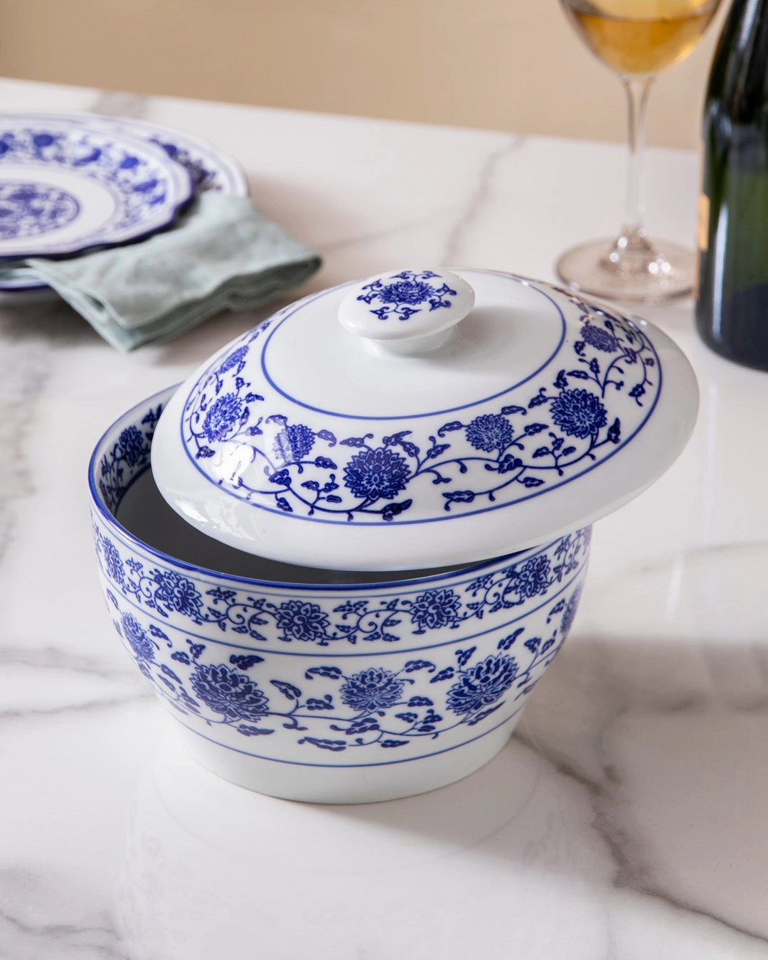 Vintage Blue & White Casserole With Lid
