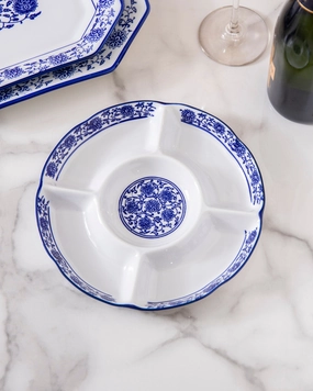 Vintage Blue & White Chip n Dip Platter - Smallmodern kitchen decor ,kitchen dinner set ,dinnerware 