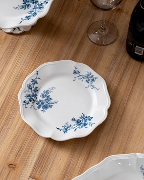 Vintage Blue Floral Scalloped Quarter Platemodern kitchen decor ,kitchen dinner set ,dinnerware 
