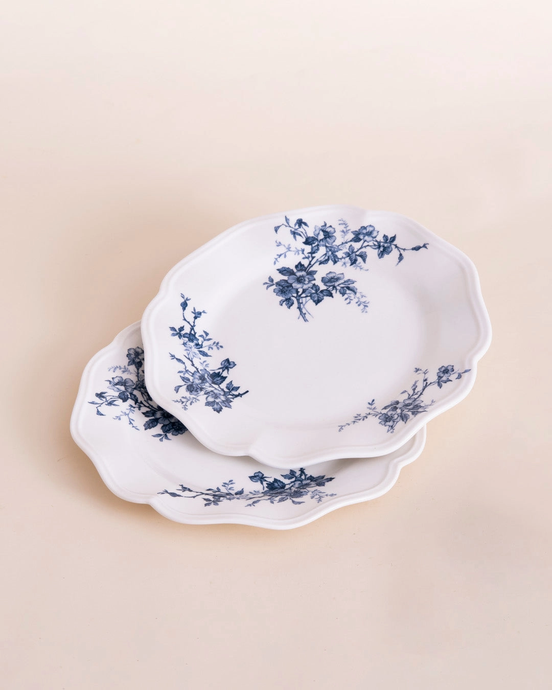 Vintage Blue Floral Scalloped Quarter Plate