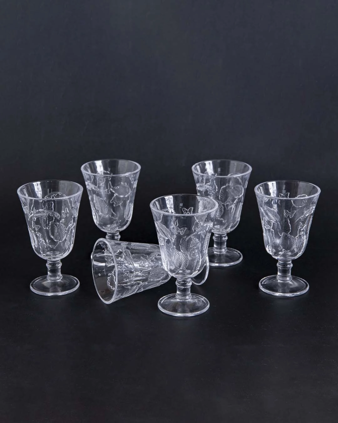 Vintage Etched Wine Glass - Set Of 6