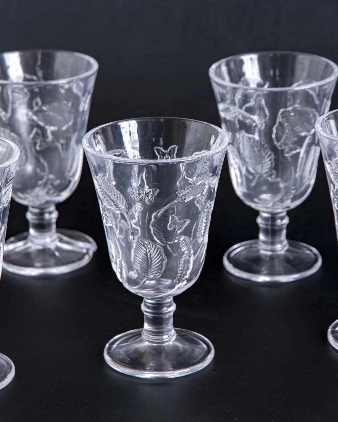 Vintage Etched Wine Glass - Set Of 6