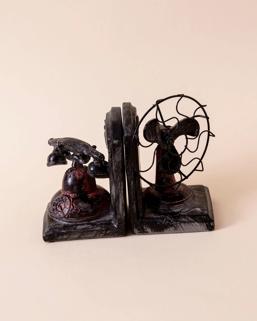 Vintage Fan And Phone Bookends