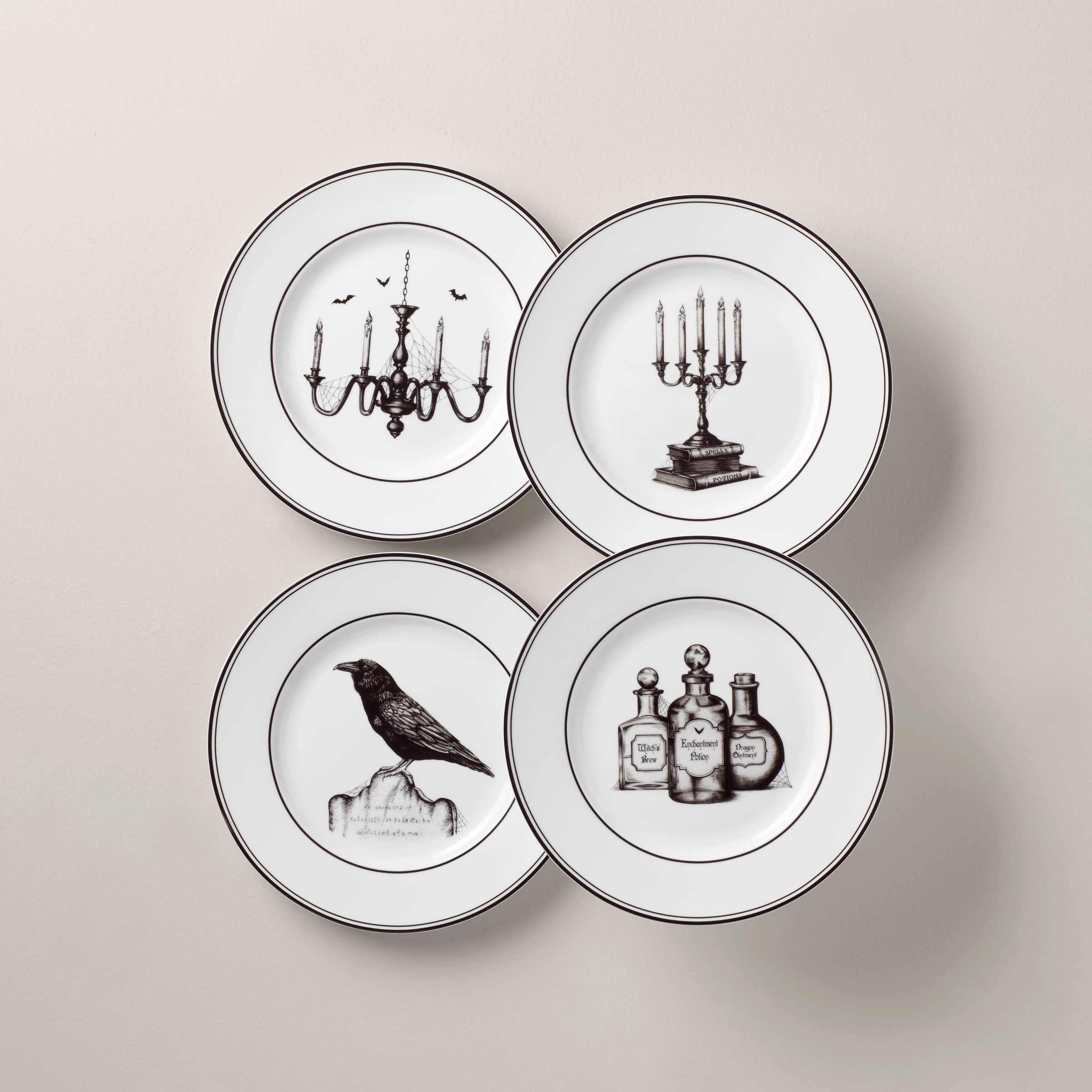 Vintage Halloween Dessert Plates - Set of 4modern kitchen decor ,kitchen dinner set ,dinnerware 