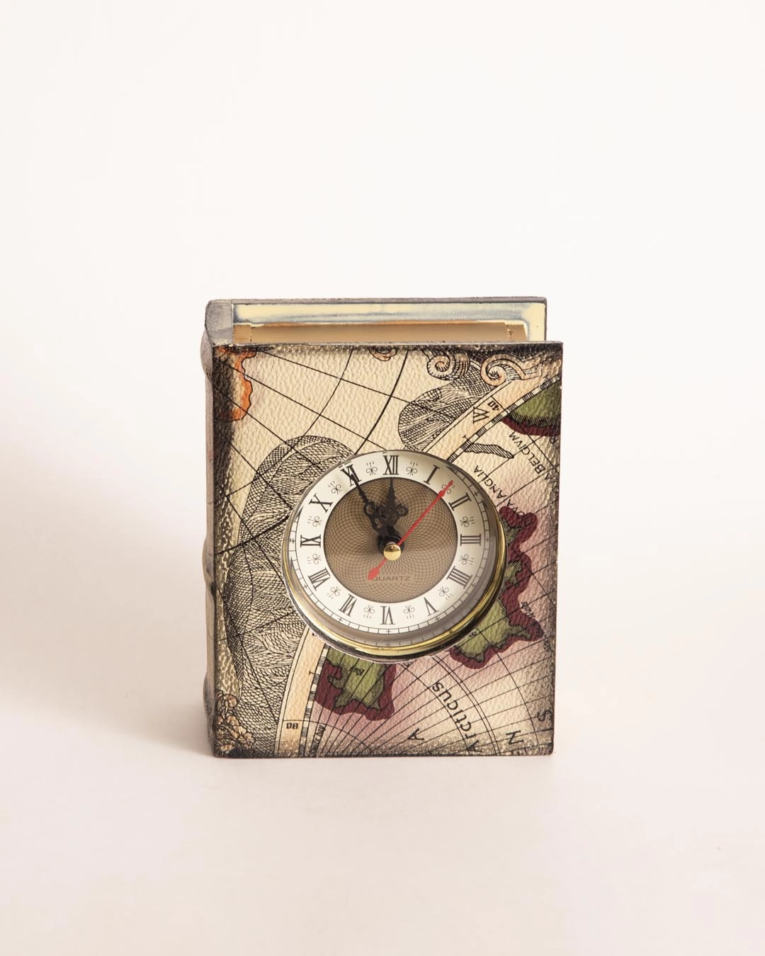 Vintage Map Book Clock