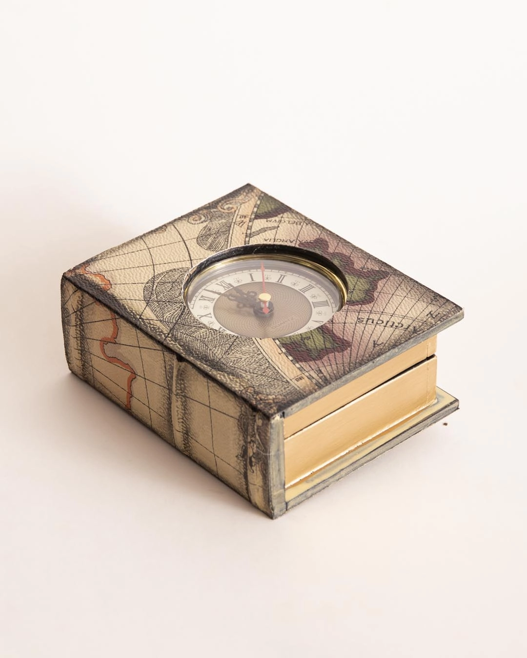 Vintage Map Book Clock