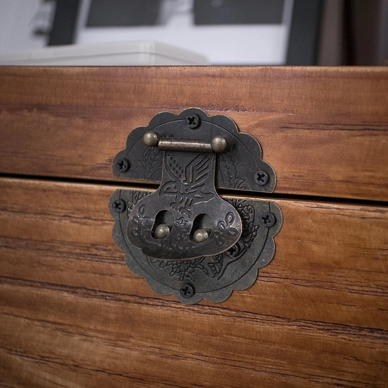 Vintage Style Wood & Steel Console Table Chest