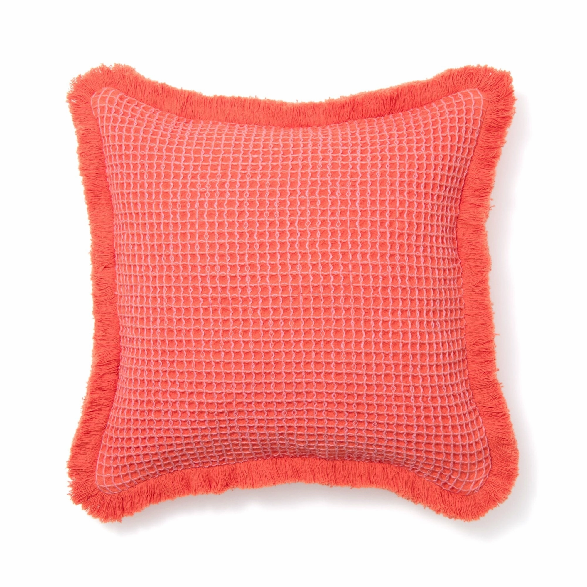 Waffle Fringe Cushion Cover 450 x 450  Orangebedding sets ,throw blankets 
