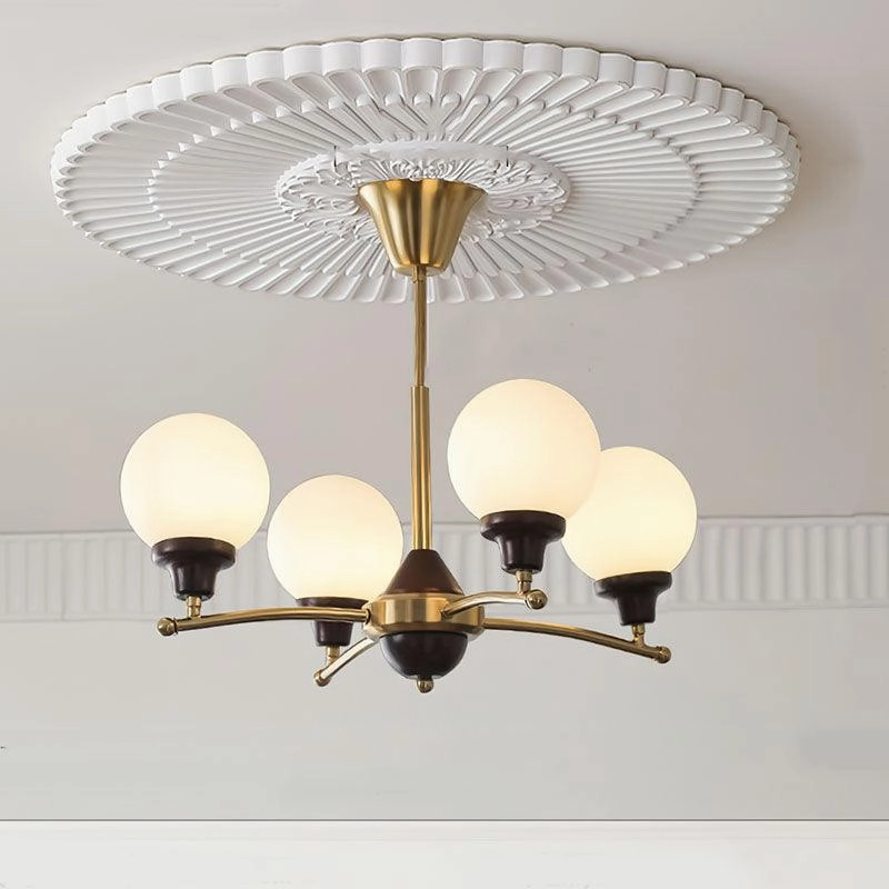 Walnut Glass Ball Chandelier