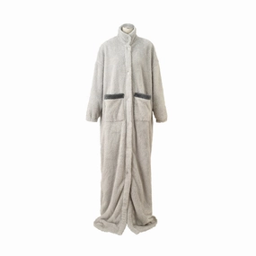 WARM FLEECE LONG BLANKET ROBE GRAYbedding sets ,throw blankets 