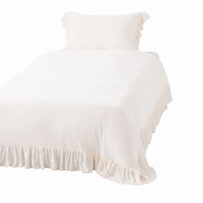 Warmy Argan Oil Frill Comforter Case  Single Whitebedding sets ,throw blankets 