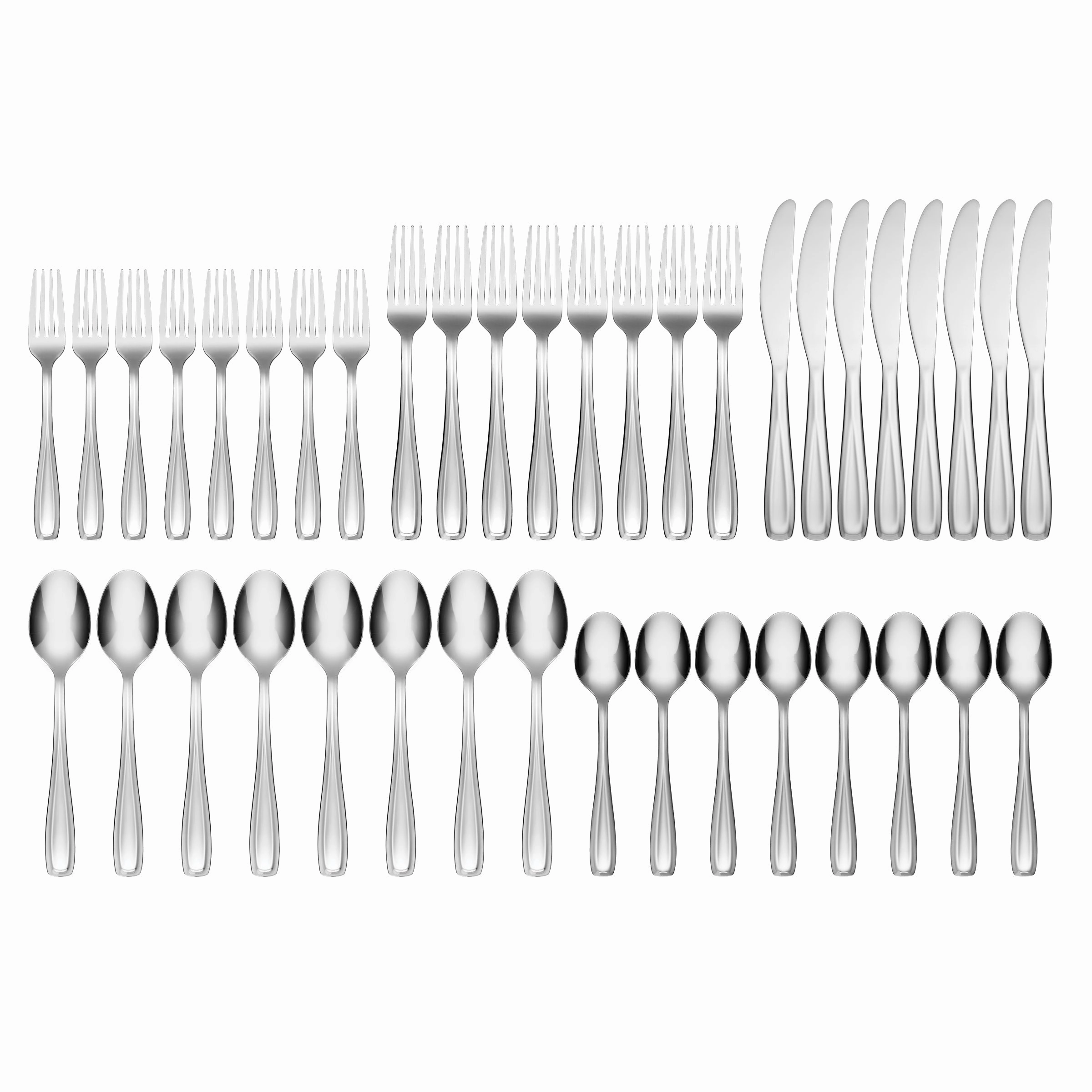 Waylen Mirror 40 Piece Flatware Set with Rustic Caddy