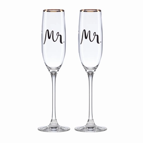 Wedding Party Mr. & Mr. Champagne Flute - Set Of 2glass cups ,personalized mugs 