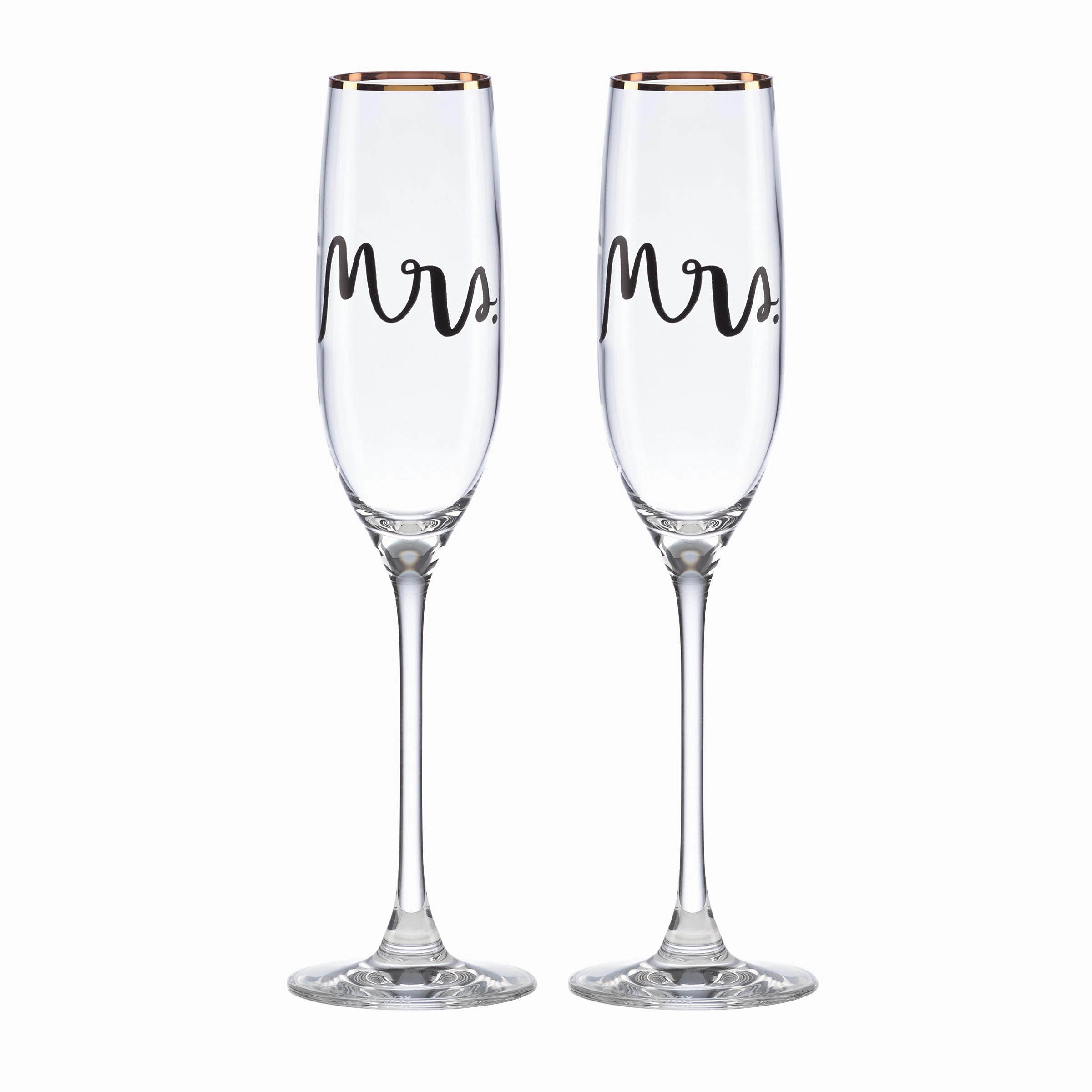 Wedding Party Mrs. & Mrs. Champagne Flute - Set Of 2glass cups ,personalized mugs 
