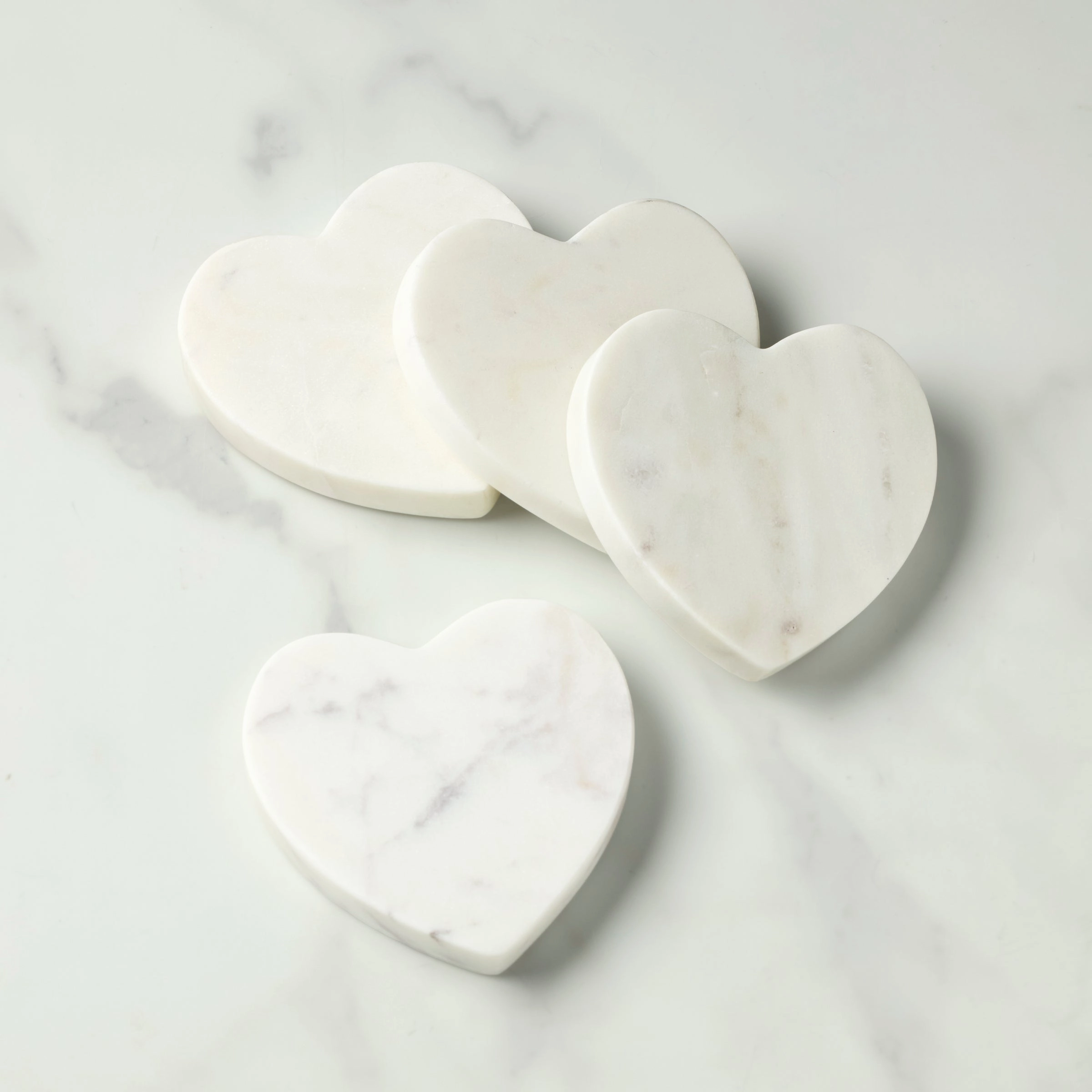 White Marble Heart Coasters - Set Of 4glass cups ,personalized mugs 