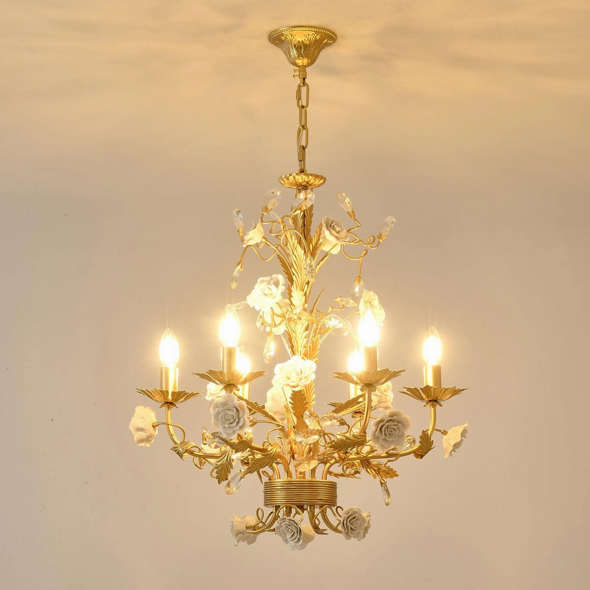 White Rose Crystal Chandelier