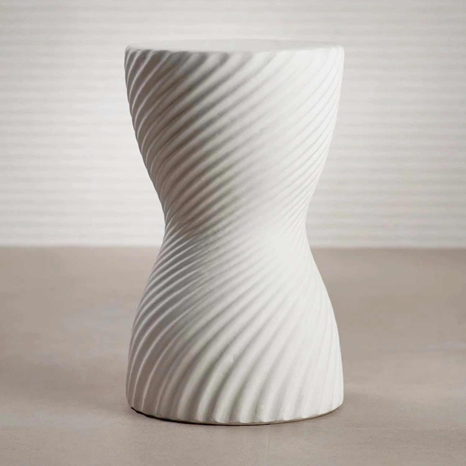White Twisted Ribbed Stool