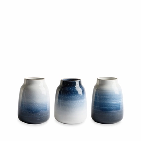 Wide Vase in Midnight, Stillwater, and Opaque Whitenordic minimalist vase