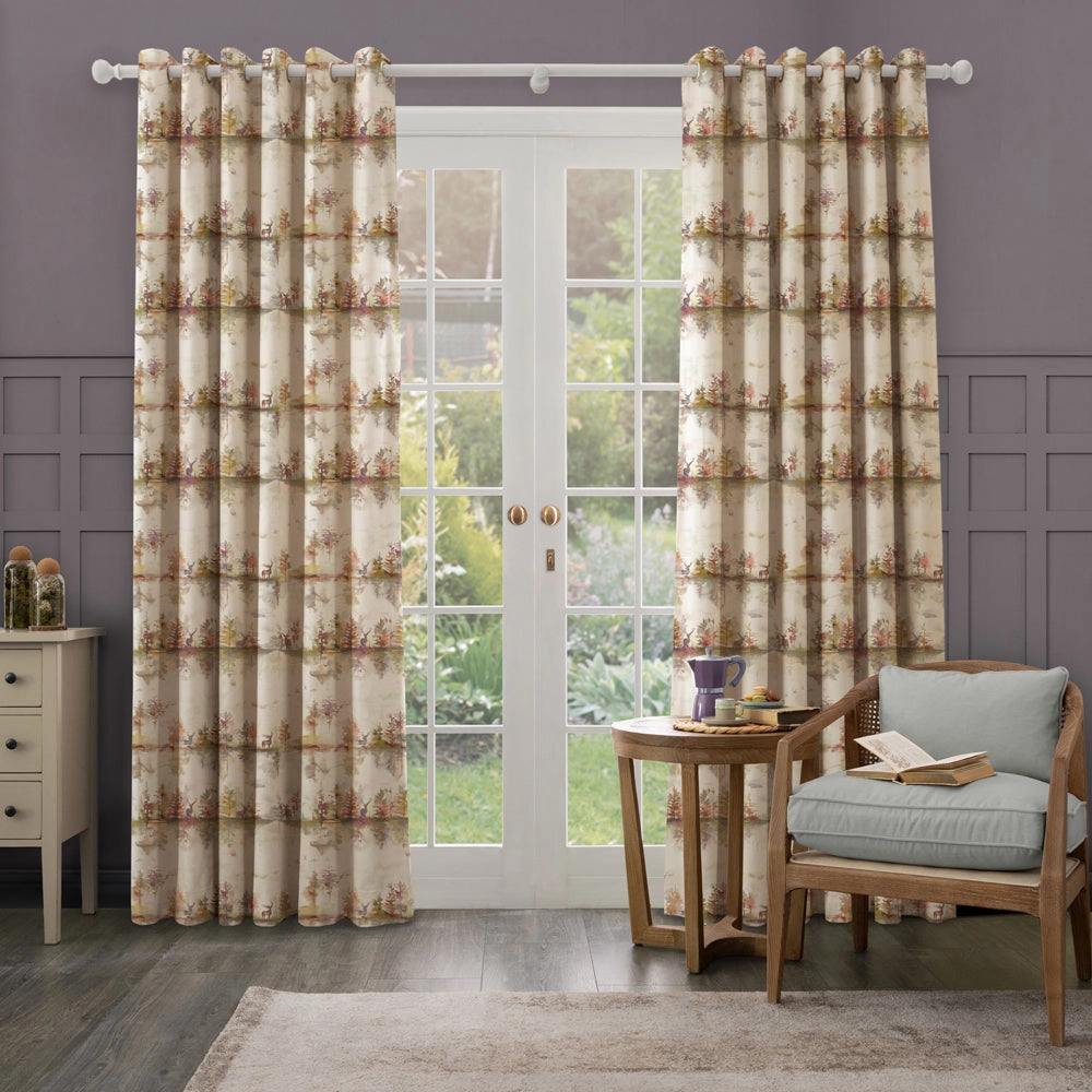 Wilderness Printed Made to Measure Curtains Plum