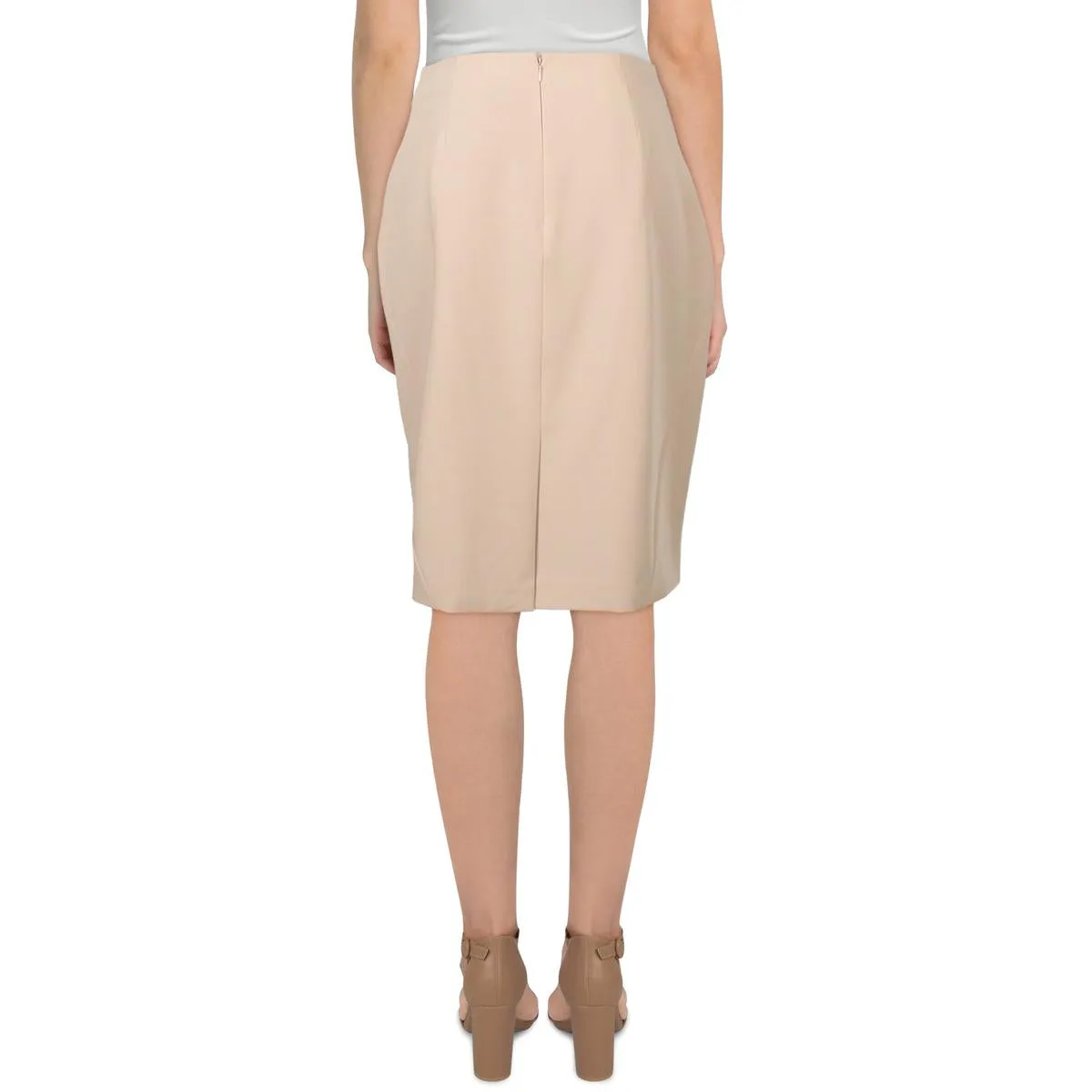 Womens Double Zipper Polyester Pencil Skirt