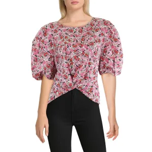 Womens Floral Puff Sleeve Blouse