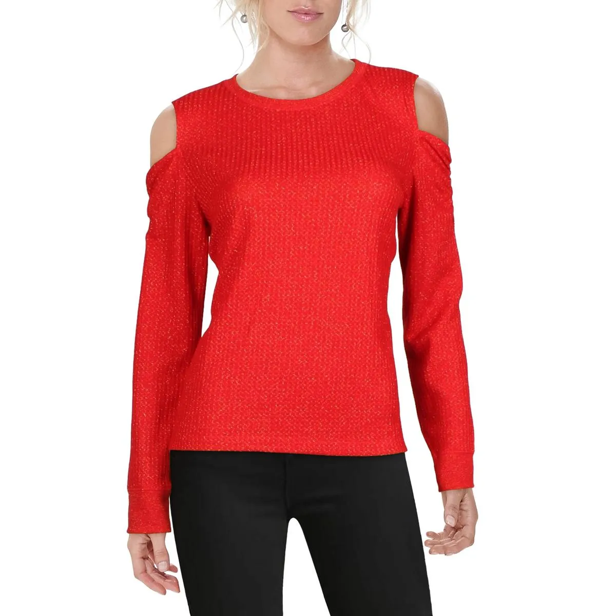 Womens Metallic Cold Shoulder T-Shirt