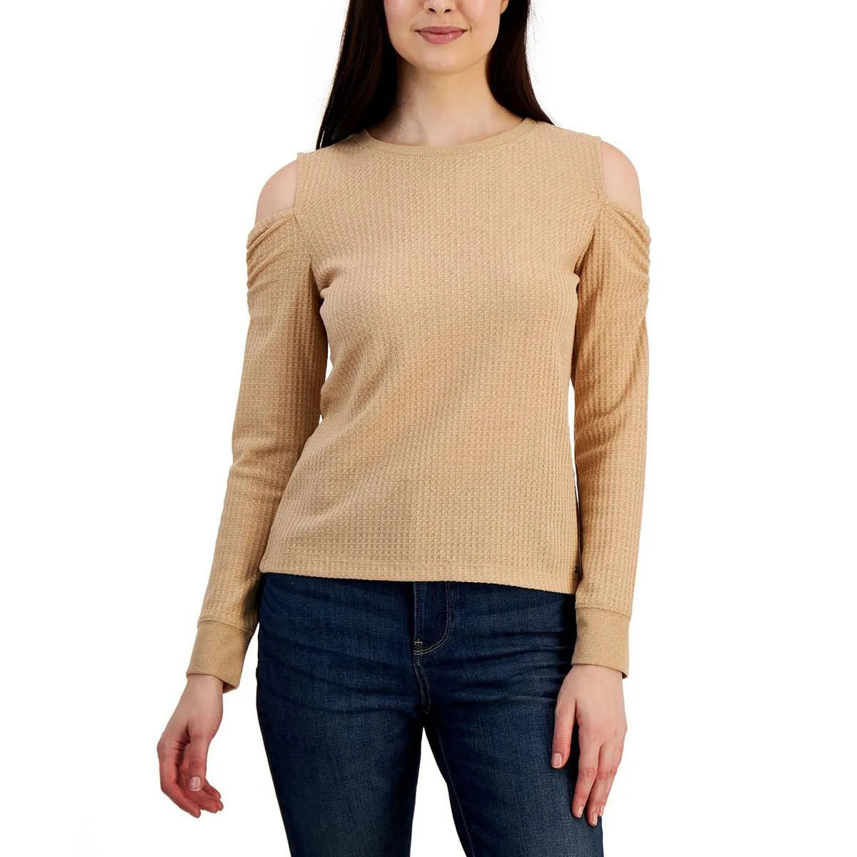 Womens Metallic Cold Shoulder T-Shirt