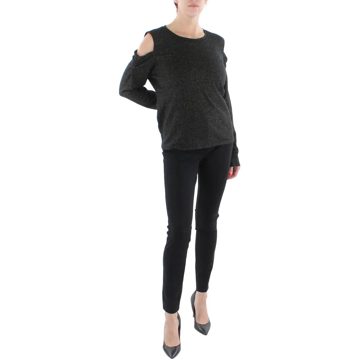 Womens Metallic Cold Shoulder T-Shirt