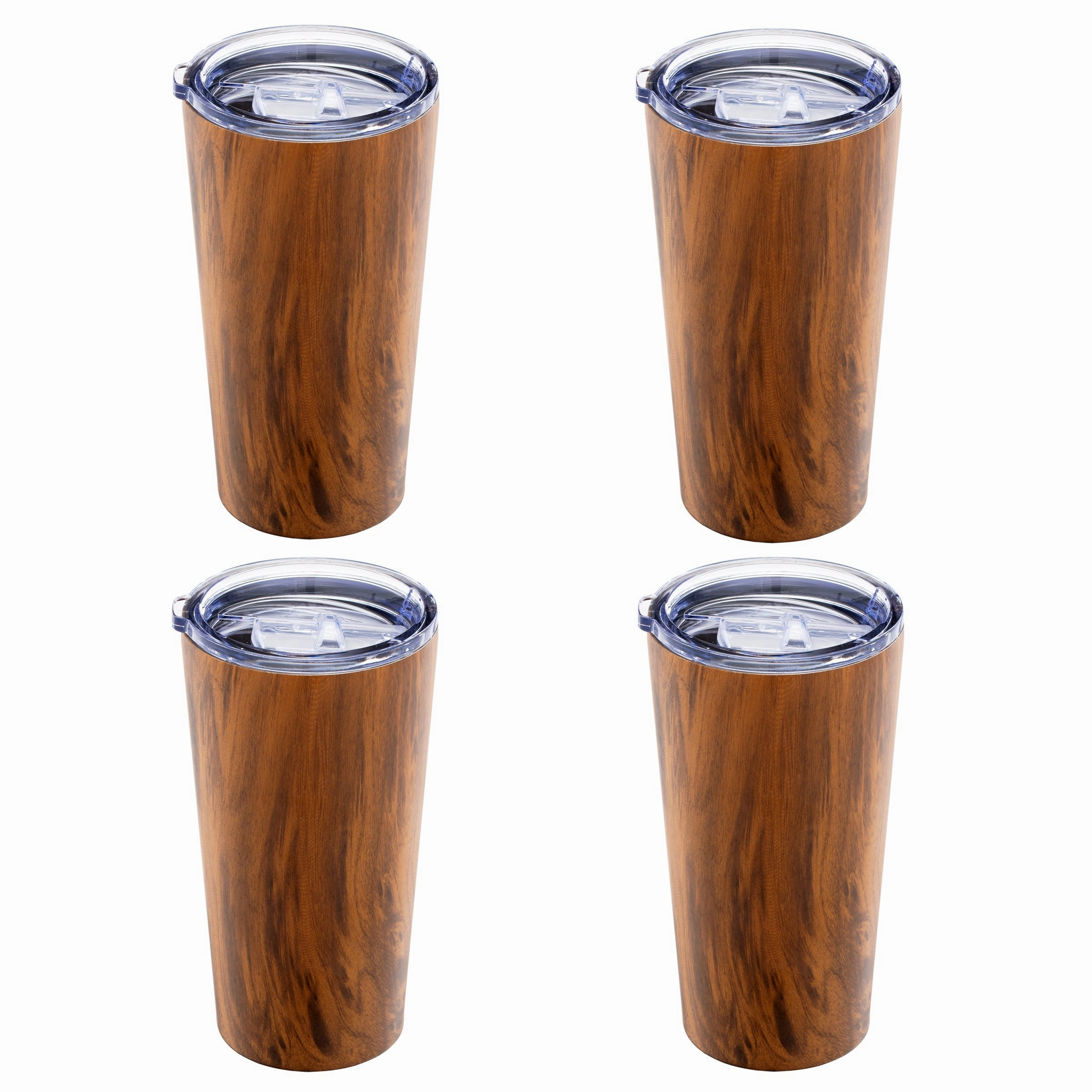 Wood Stainless Steel Highballs - Set Of 4