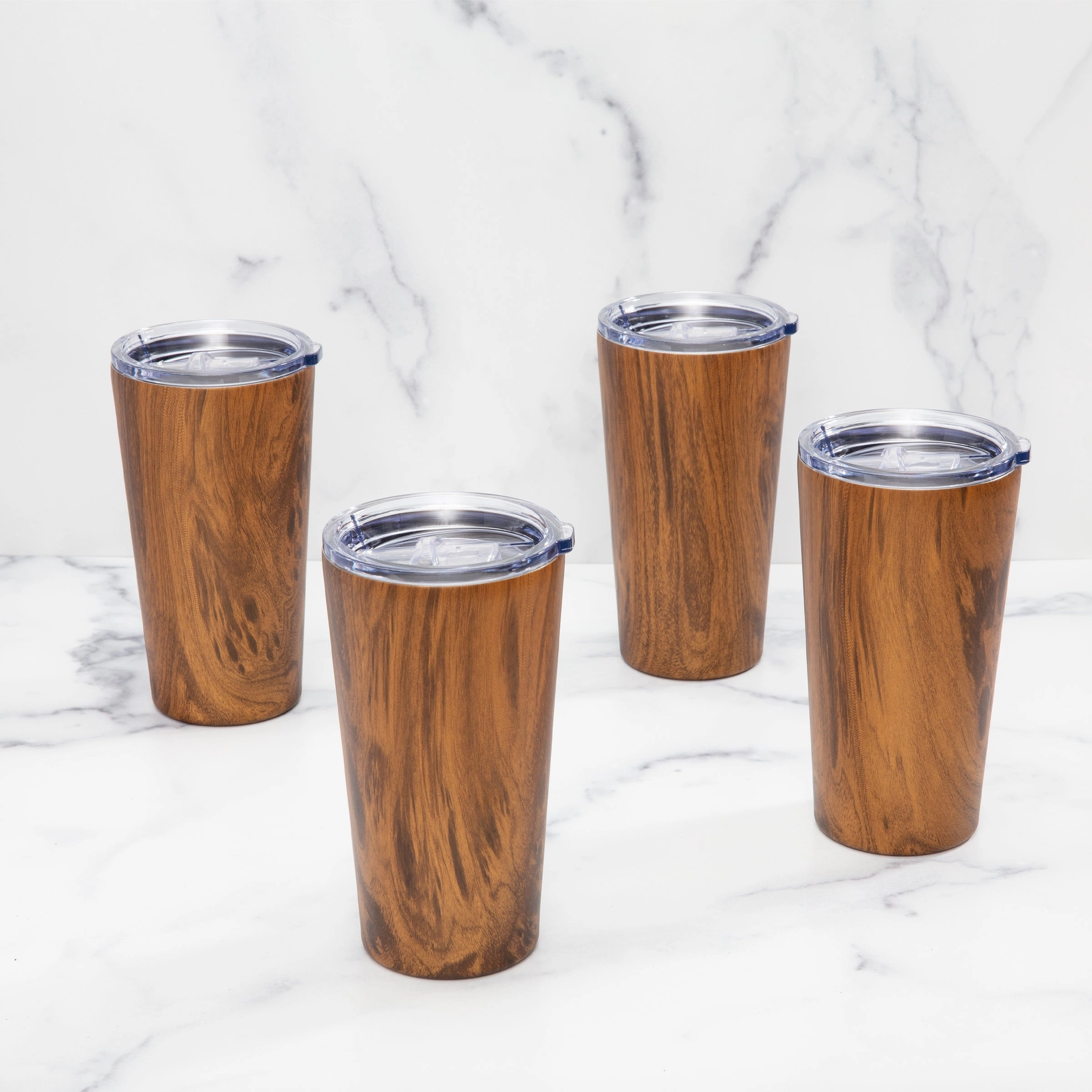 Wood Stainless Steel Highballs - Set Of 4