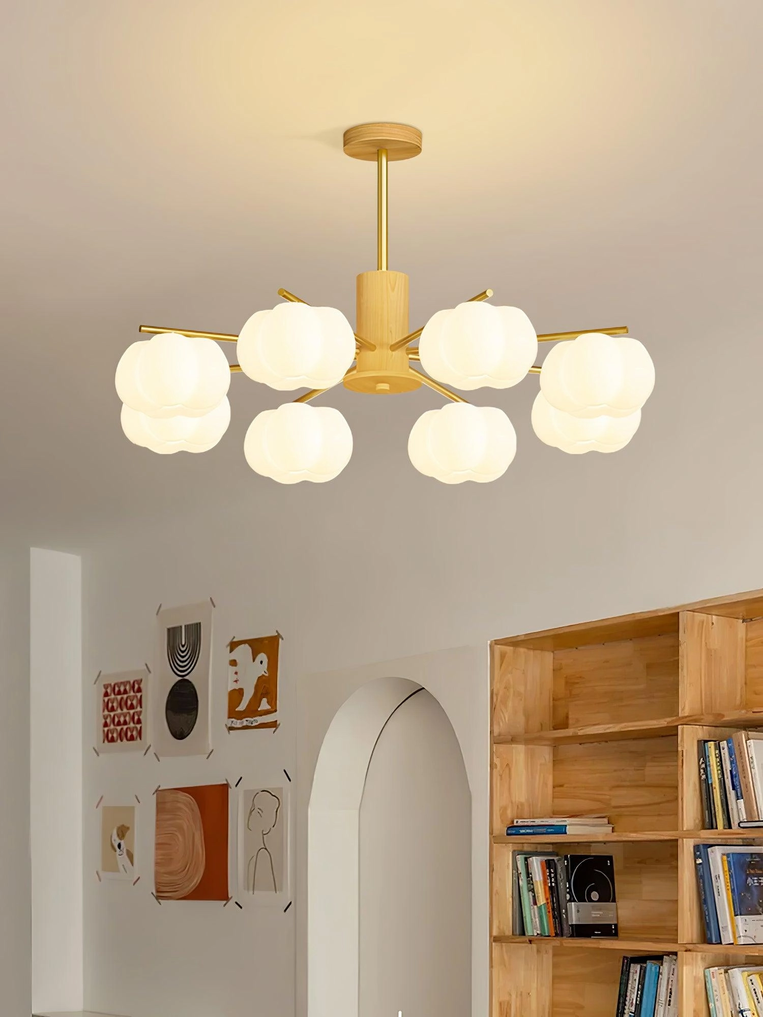 Wooden Cotton Balls Chandelier