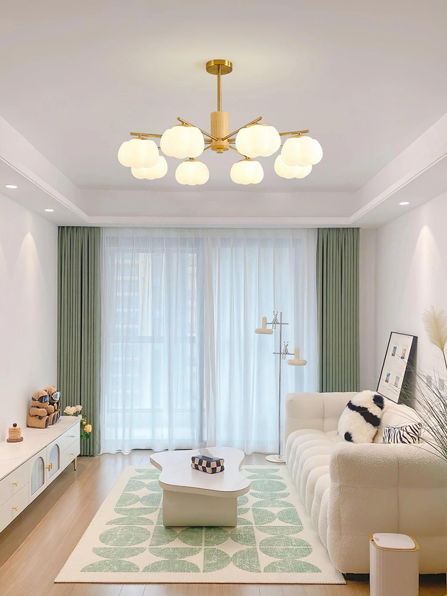 Wooden Cotton Balls Chandelier