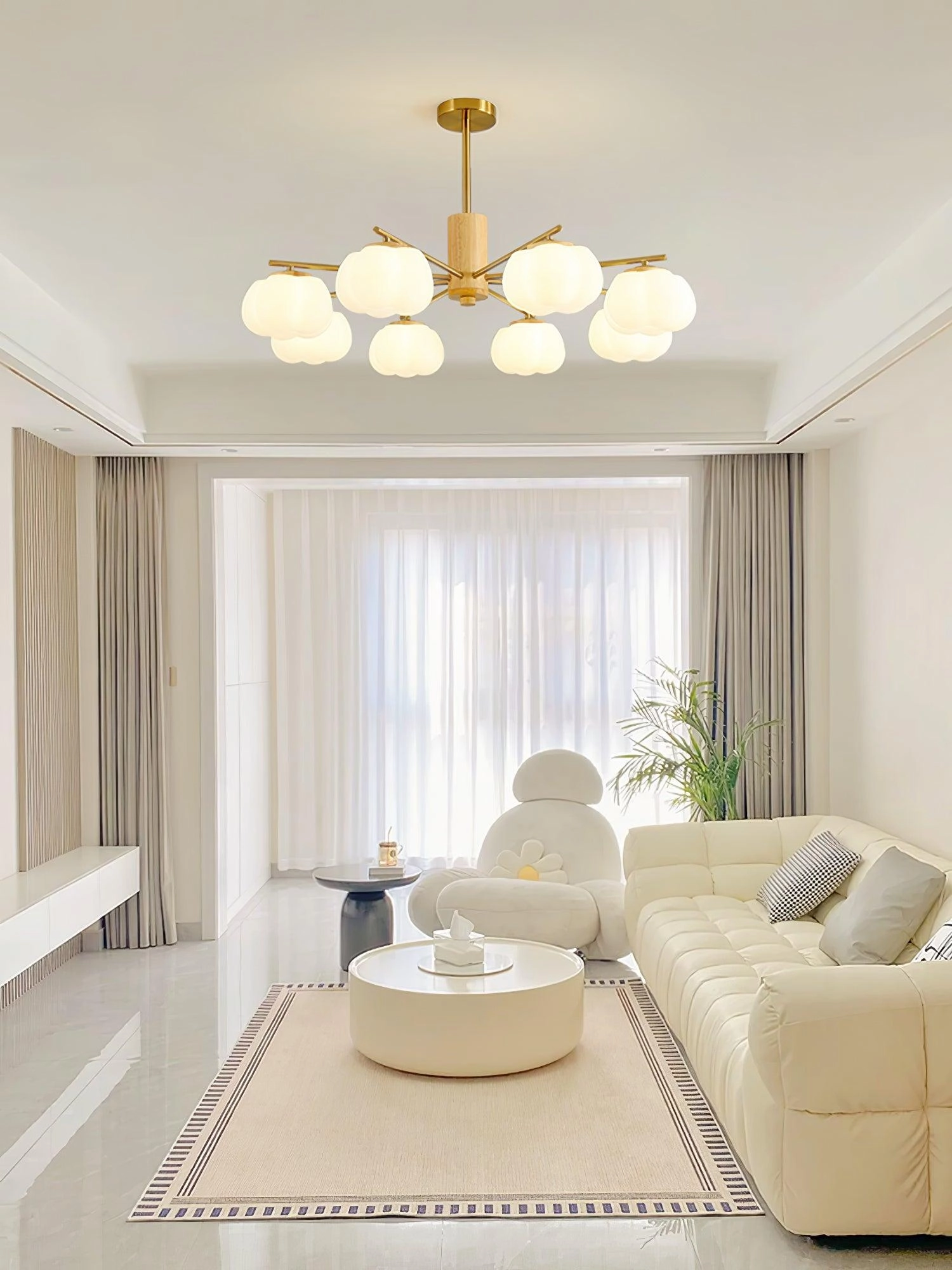 Wooden Cotton Balls Chandelier
