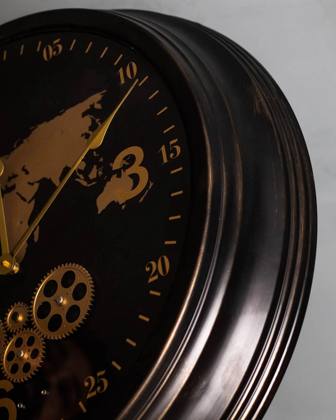 World Map Moving Gears Wall Clock