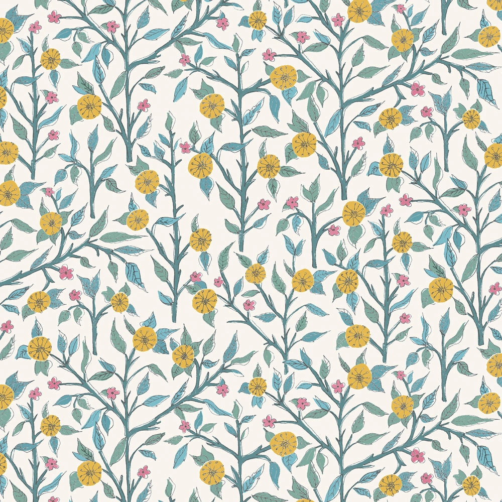 Yamuna Printed Cotton Made to Measure Roman Blinds Teal