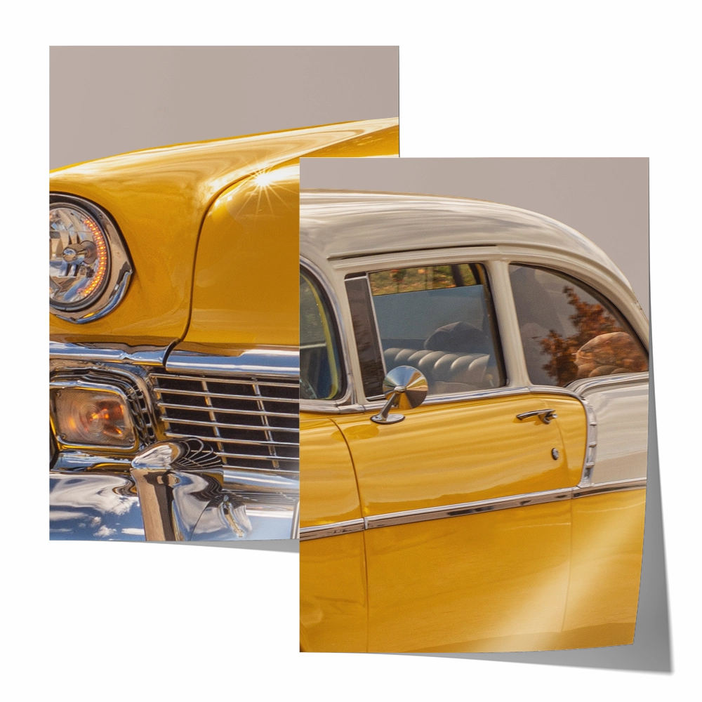 Yellow Car Set Includes Two Prints