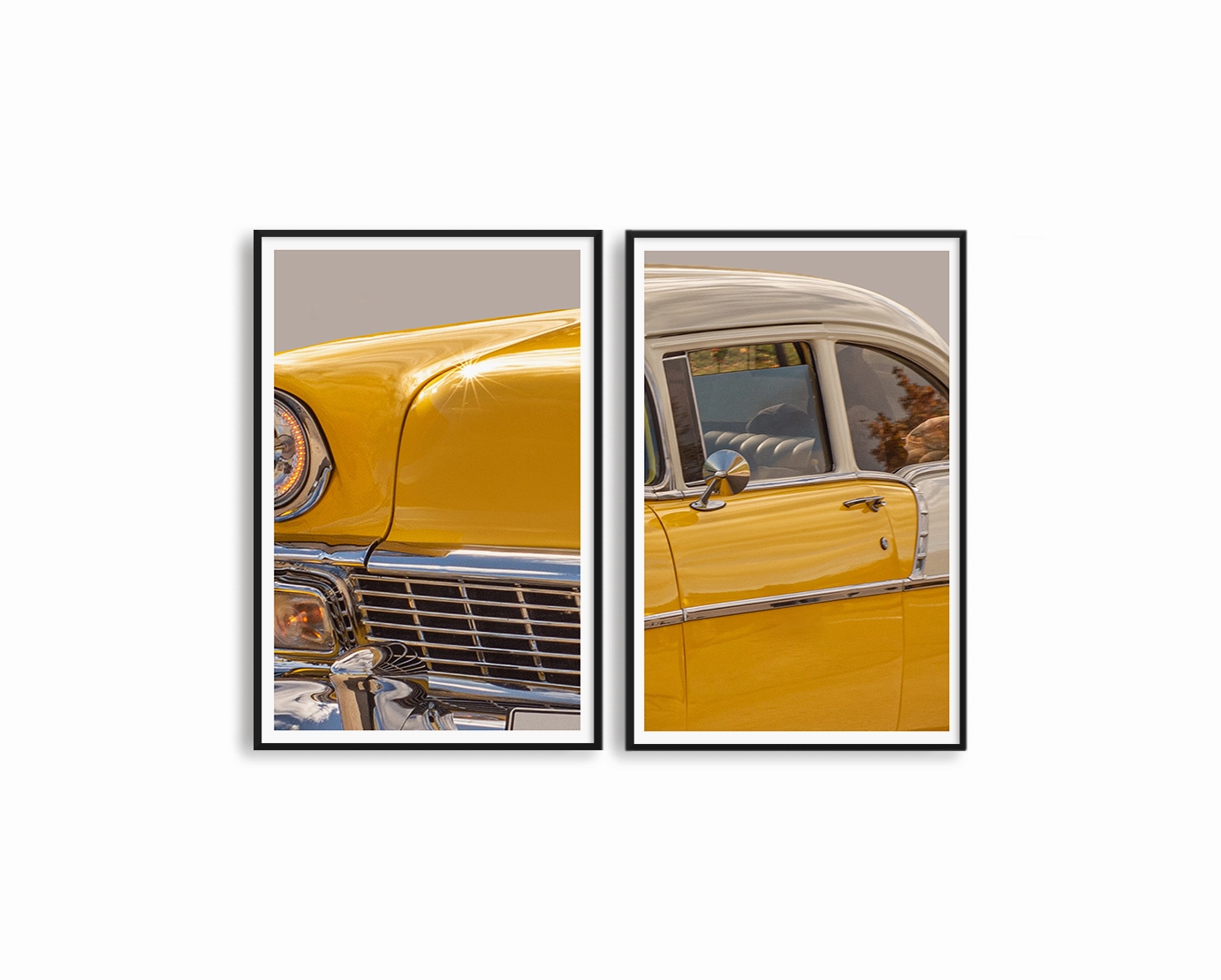 Yellow Car Set Includes Two Printsmodern abstract painting decor