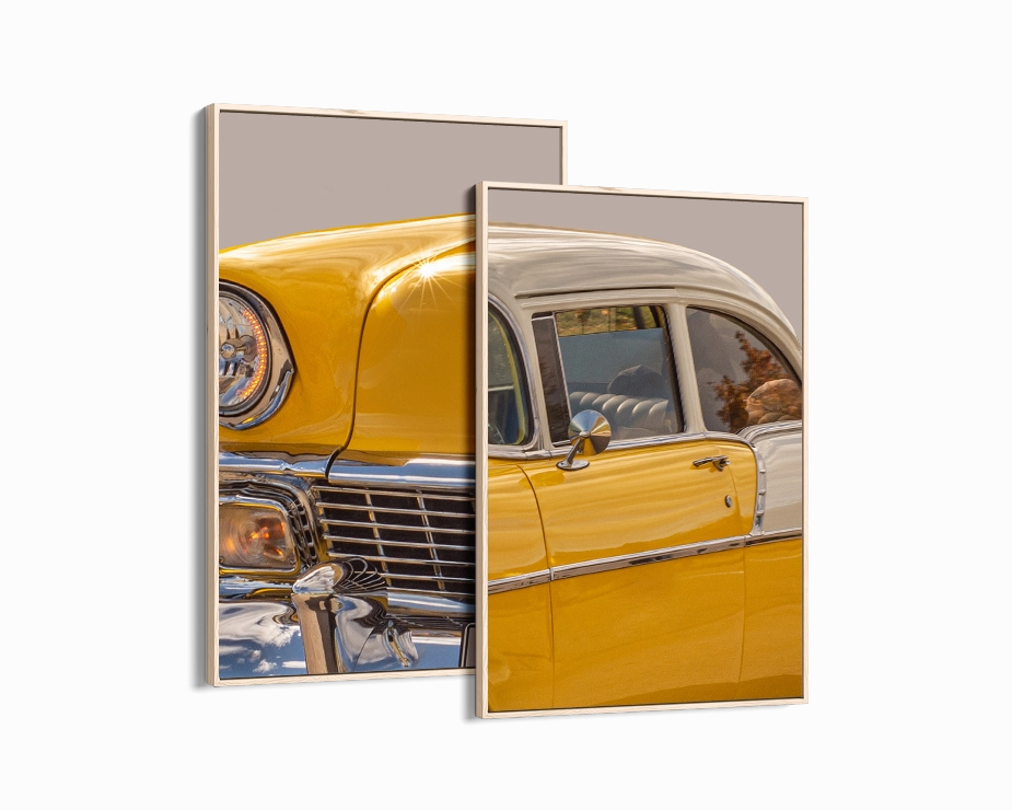 Yellow Car Set Includes Two Prints